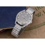 A circa 1950s Omega Automatic "Bumper" stainless steel wristwatch head,