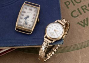 Two 9ct gold cased wristwatch heads,