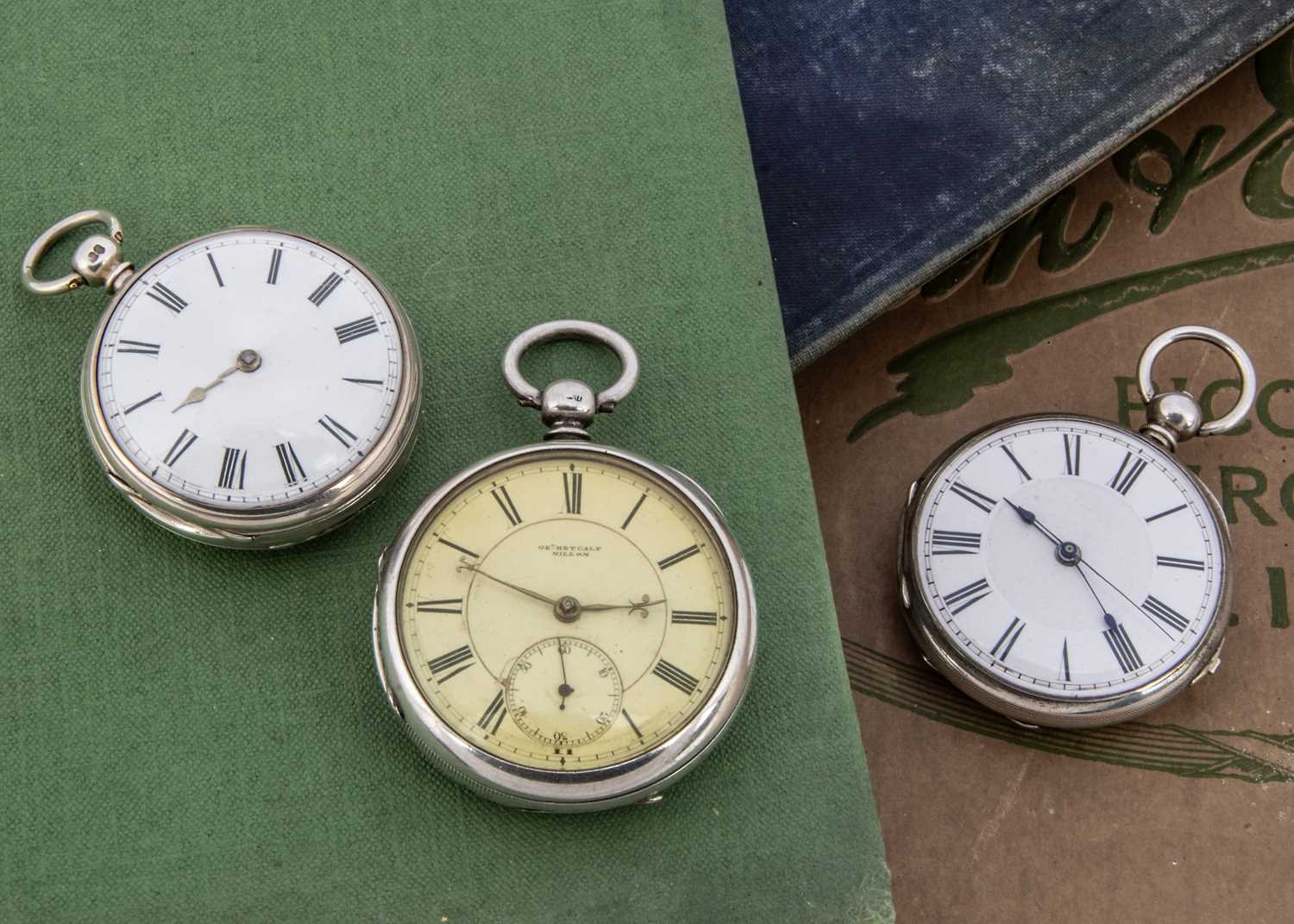 Three Victorian silver open faced pocket watches,