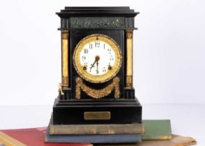 An Edwardian slate eigth day mantle clock,