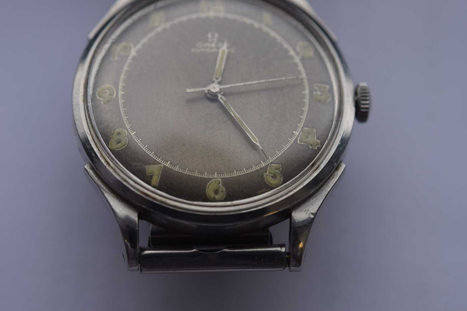 A circa 1950s Omega Automatic "Bumper" stainless steel wristwatch head, - Image 6 of 8