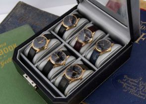 Six Smiths De Luxe gold plated wristwatches,