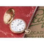 A c1920s 9ct gold full hunter pocket watch by Waltham and retailed by Prestons,