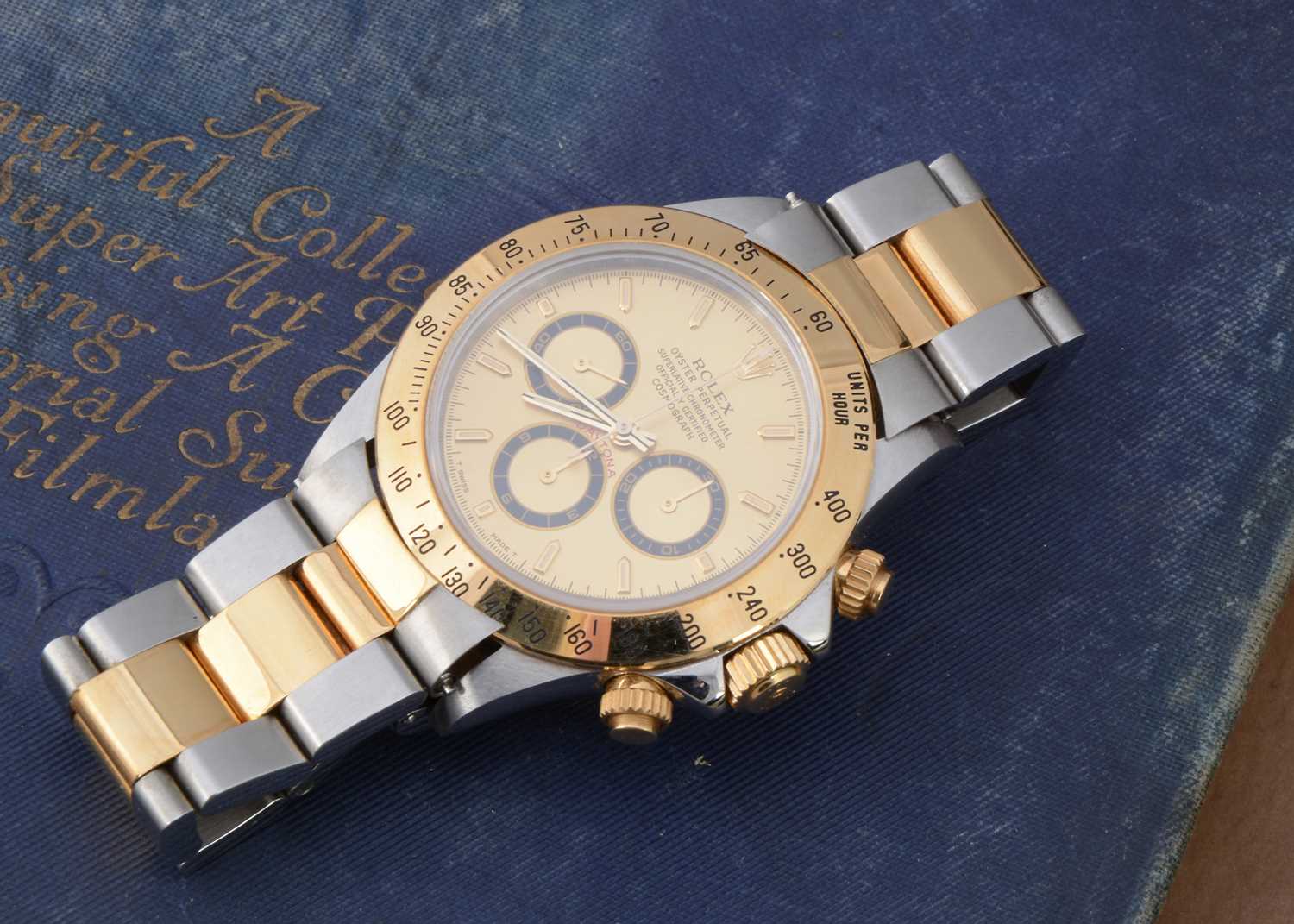 A 1990s Rolex Oyster Perpetual Daytona stainless steel and 18ct gold wristwatch full set, - Image 4 of 18