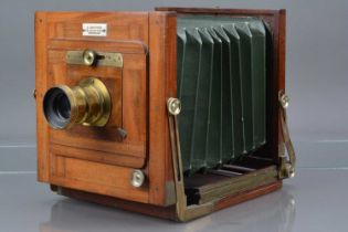 A Mahogany and Brass Tailboard Camera,