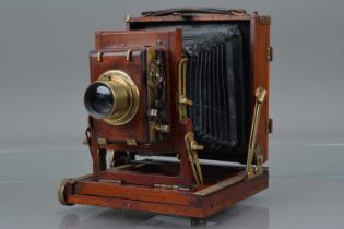 A Thornton Pickard College Quarter Plate Mahogany & Brass Camera,