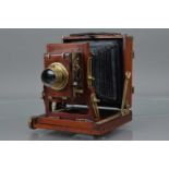 A Thornton Pickard College Quarter Plate Mahogany & Brass Camera,