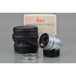 A Leica 50mm f/2 Summicron-M E 39 Lens,