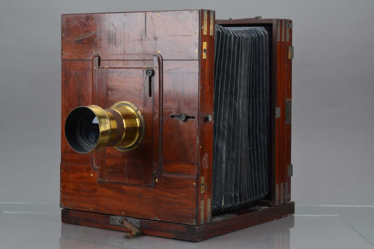 A 12'' X 15'' Mahogany and Brass Wet Plate Camera,