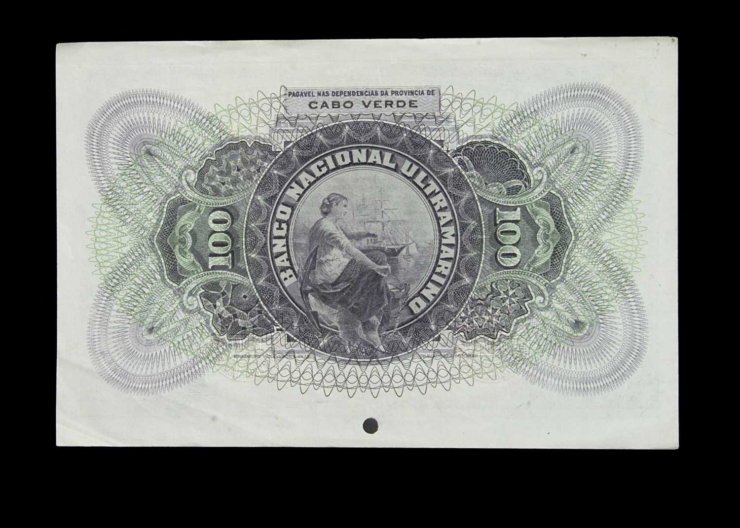 Specimen Bank Note: National Bank Ultramarino specimen 100 Escudos, - Image 2 of 2