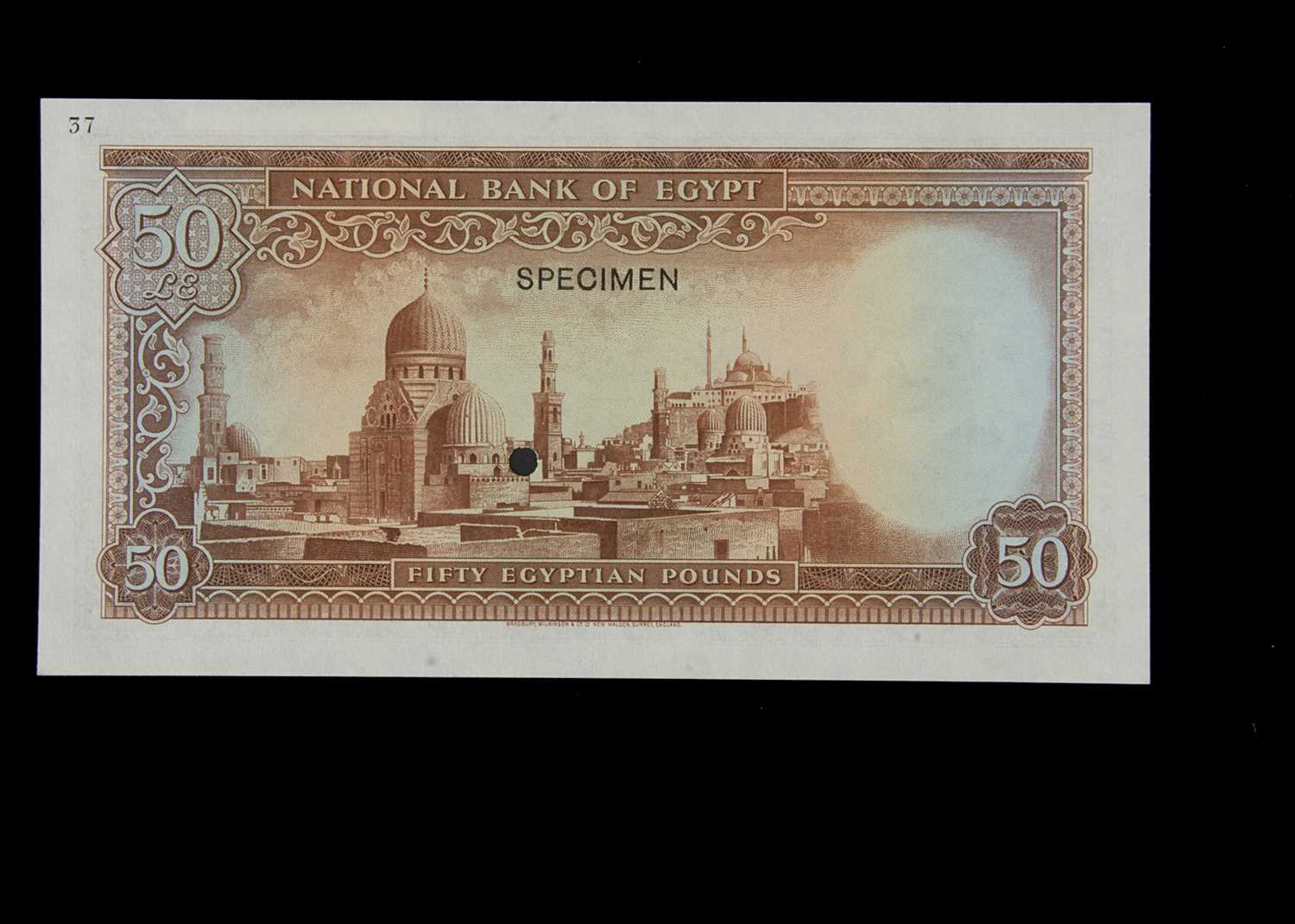 Specimen Bank Note: National Bank of Egypt specimen 50 Egyptian Pounds, - Image 2 of 2