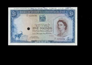 Specimen Bank Note: Bank of Rhodesia and Nyasaland specimen 5 Pounds,
