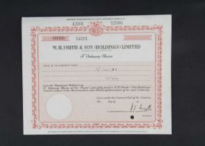 W H Smith & Son Ltd Specimen share certificate,