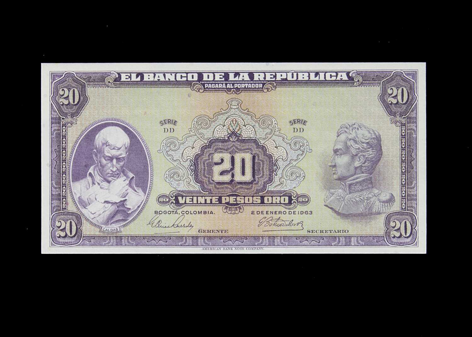 Colombia 20 Pesos Oro banknote,