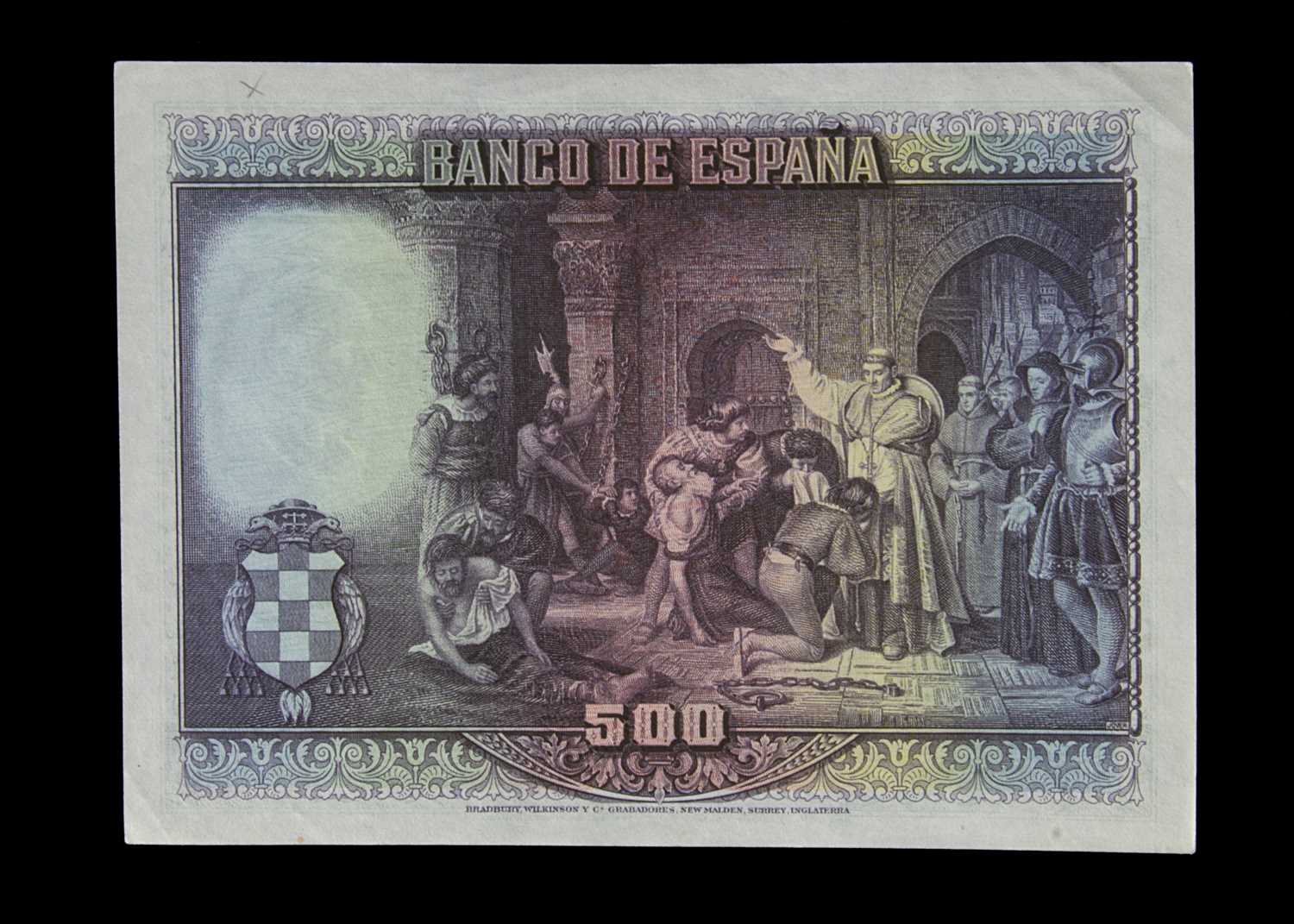 Specimen Bank Note: Spain specimen 500 Pesetas, - Image 2 of 2