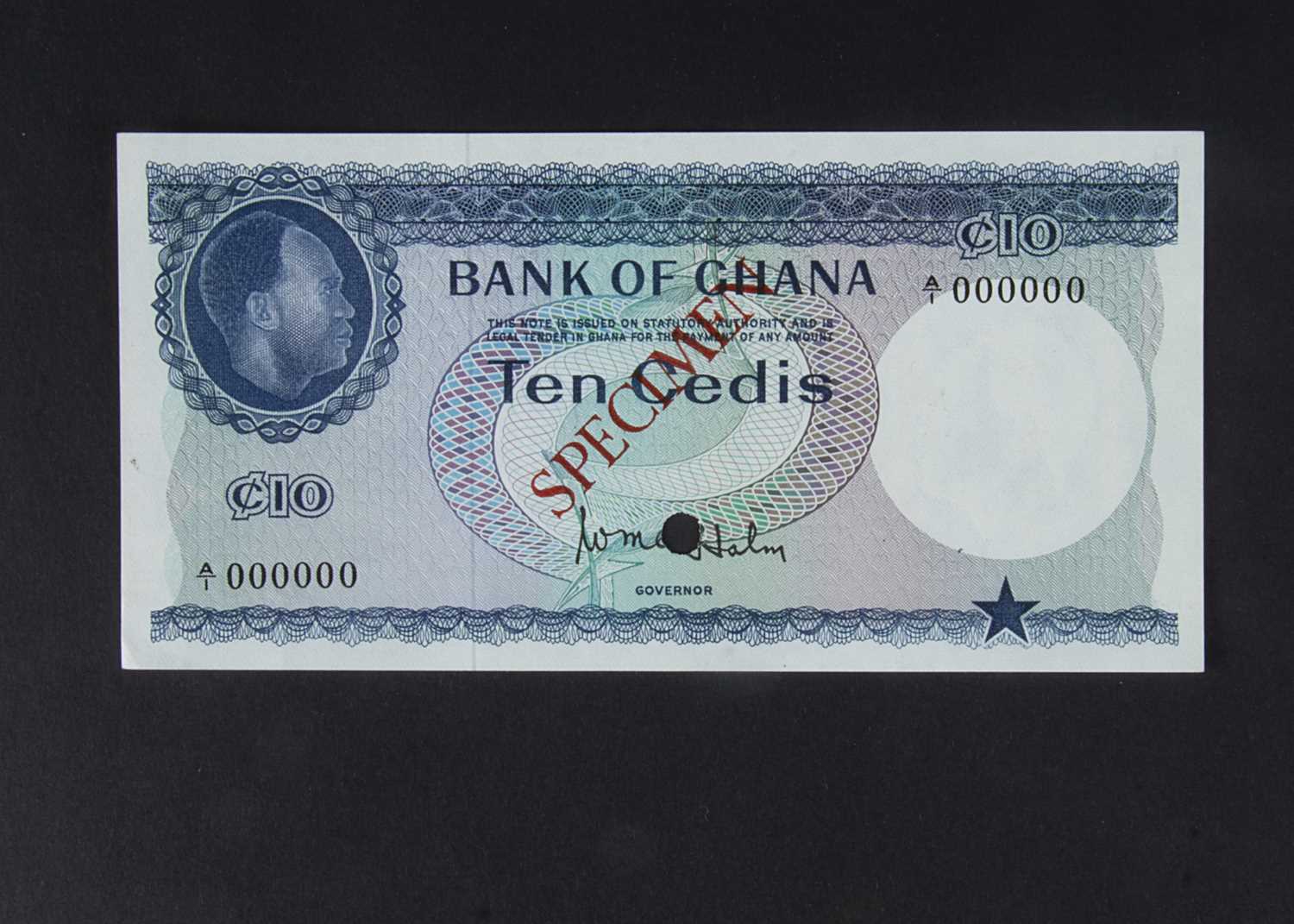 Specimen Bank Note: Bank of Ghana specimen 10 Cedi,