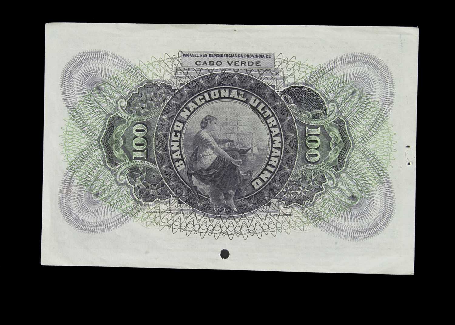 Specimen Bank Note: National Bank Ultramarino specimen 100 Escudos, - Image 2 of 2