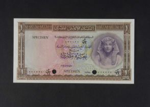 Specimen Bank Note: National Bank of Egypt specimen 1 Egyptian Pound,