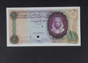 Specimen Bank Note: Central Bank of Egypt specimen 10 Egyptian Pounds,