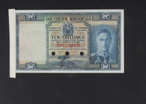 Specimen Bank Note: Southern Rhodesia specimen 10 Shillings,