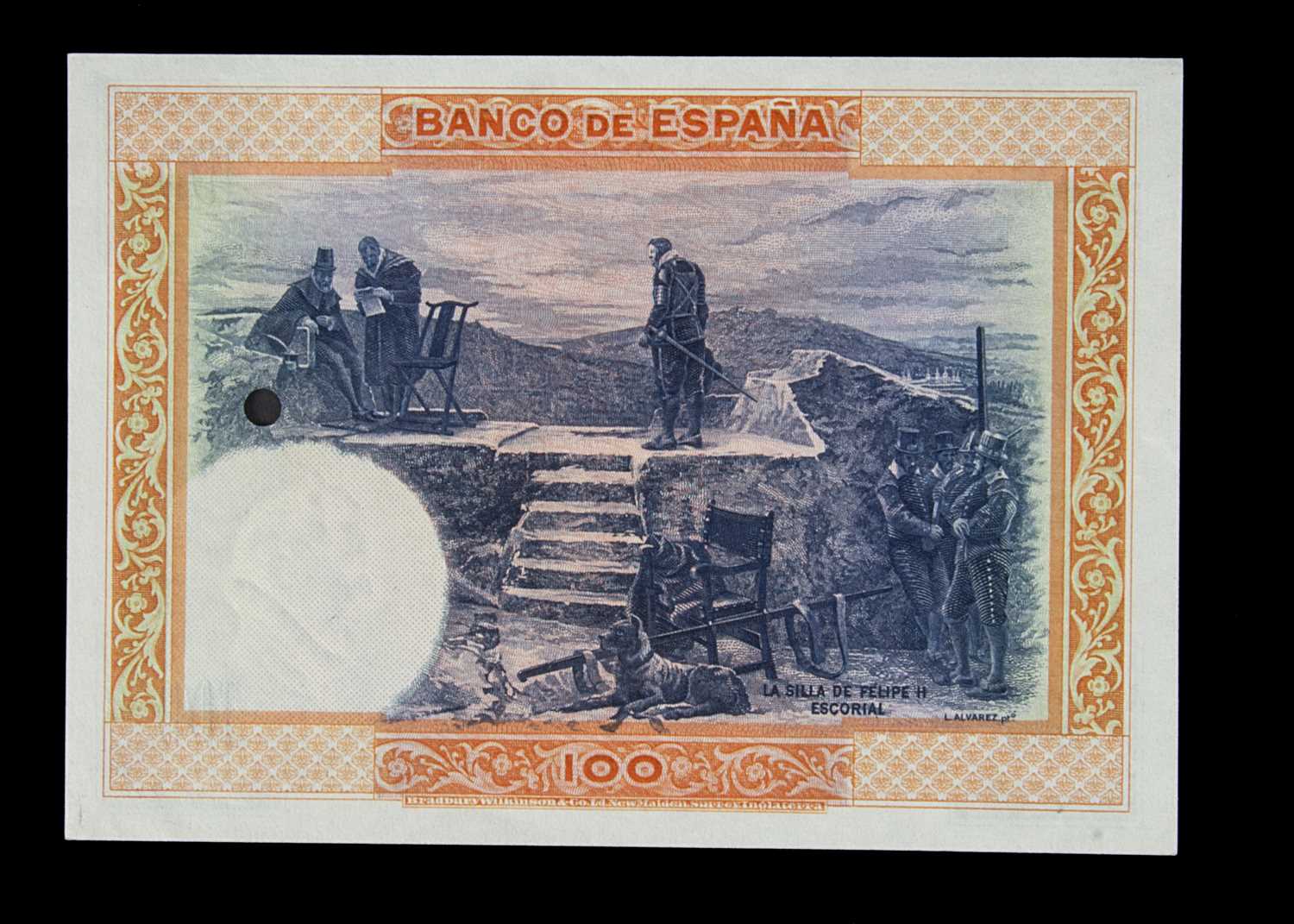 Specimen Bank Note: Spain specimen 100 Pesetas, - Image 2 of 2