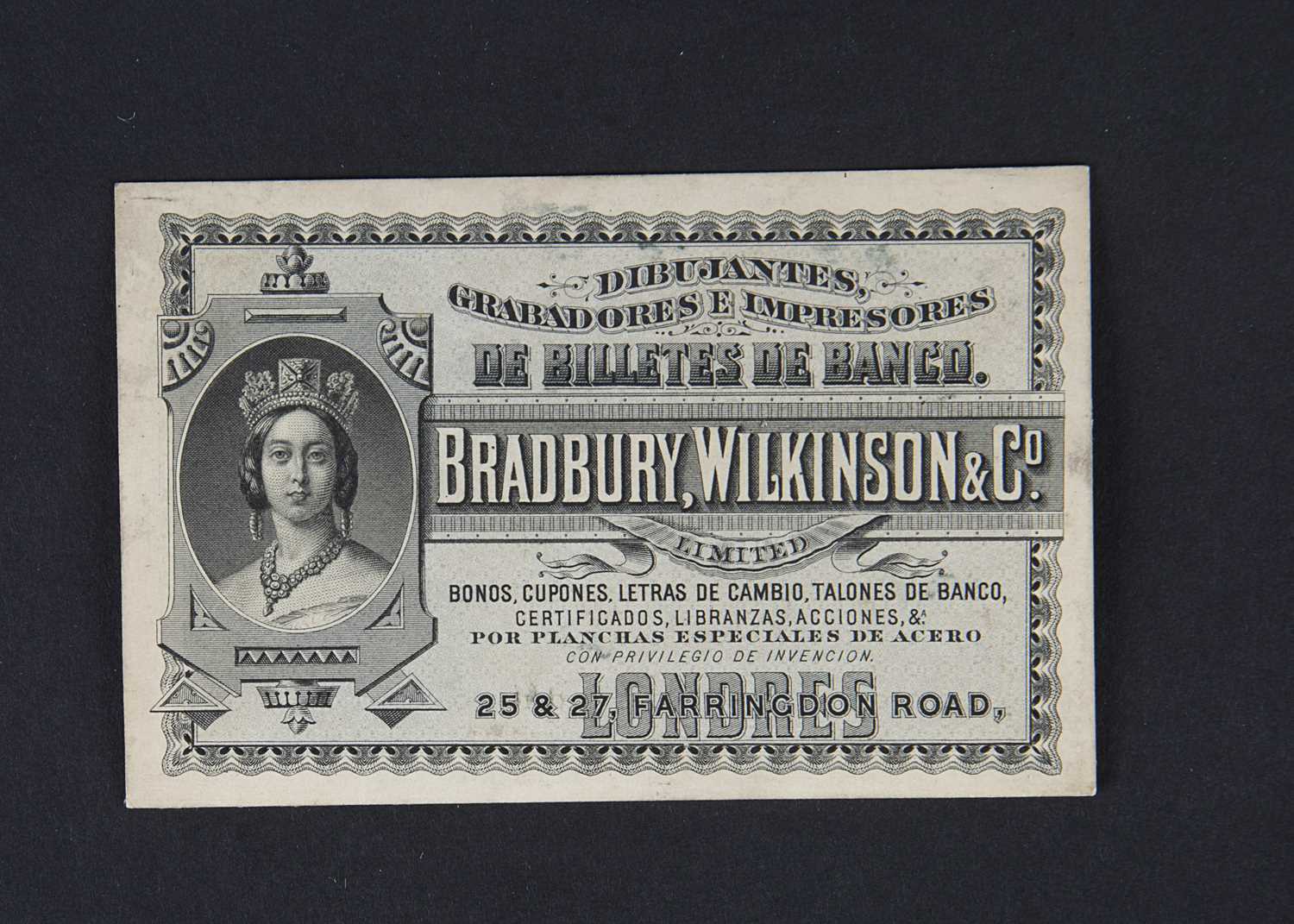 A Bradbury Wilkinson & Co Ltd advertizing banknote,