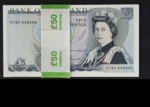 Group of 10 Consecutive Bank of England Somerset £5 notes,