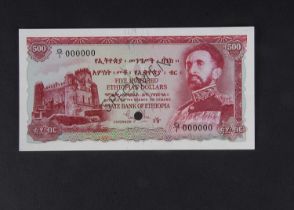 Specimen Bank Note: State Bank of Ethiopia Specimen 500 Ethiopian Dollars,