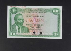 Specimen Bank Note: Central Bank of Kenya specimen 20 shillings,