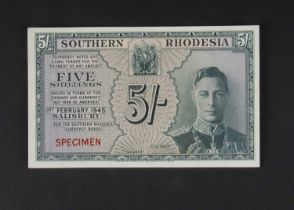 Specimen Bank Note: Southern Rhodesia specimen 5 Shillings,