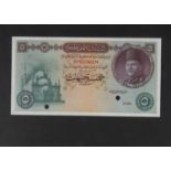 Specimen Bank Note: National Bank of Egypt specimen 5 Egyptian Pounds,