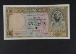 Specimen Bank Note: National Bank of Egypt specimen 10 Egyptian Pounds,