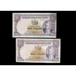 Pair of New Zealand 1 Pound notes,