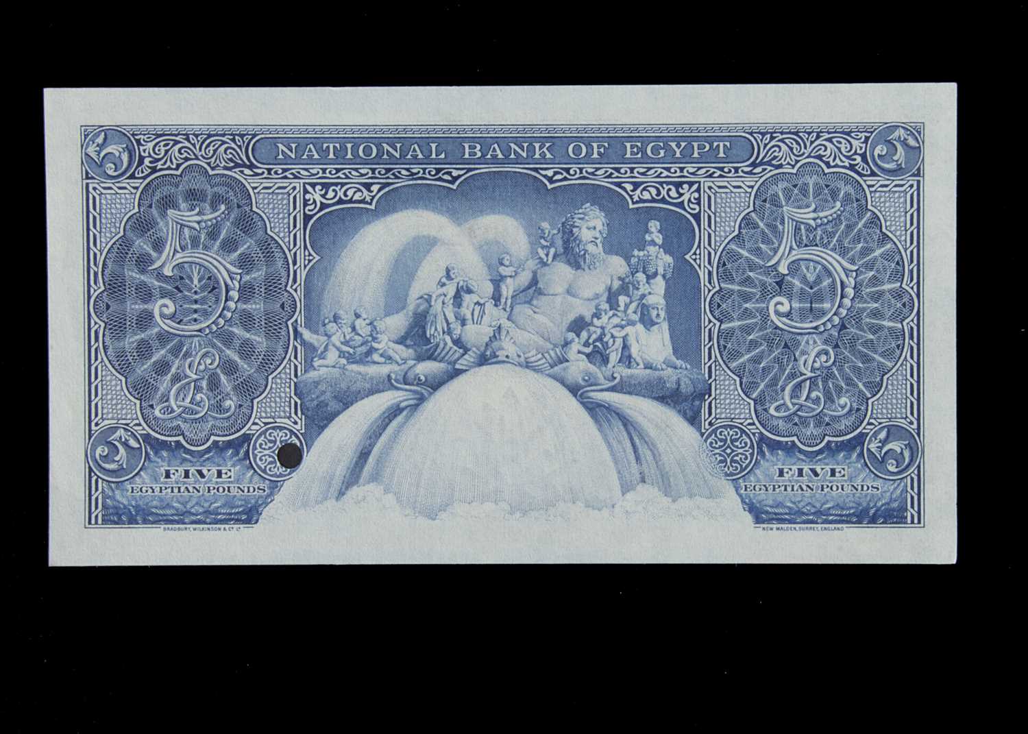 Specimen Bank Note: National Bank of Egypt specimen 5 Egyptian Pounds, - Image 2 of 2