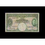 Malaya 5 Dollars banknote,