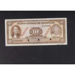 Specimen Bank Note: Central Bank of Honduras specimen 10 Lempiras,