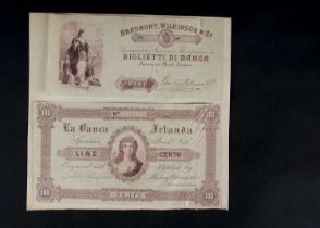 A pair of Bradbury Wilkinson & Co Ltd advertising banknotes,