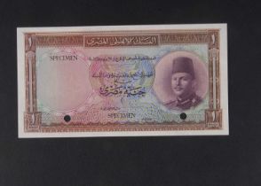 Specimen Bank Note: National Bank of Egypt specimen 1 Egyptian Pound,