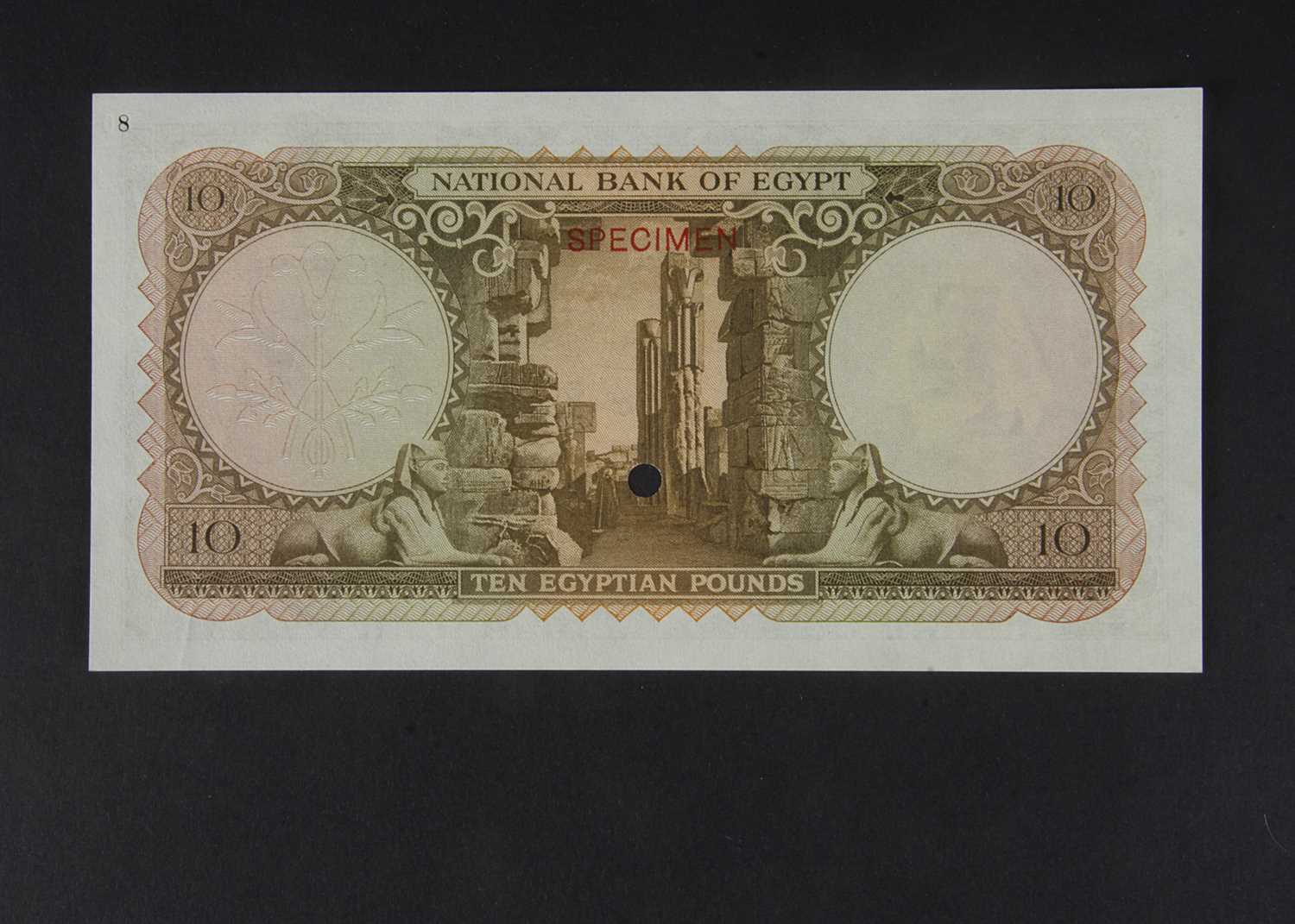 Specimen Bank Note: National Bank of Egypt specimen 10 Egyptian Pounds, - Image 2 of 2