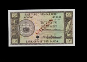 Specimen Bank Note: Bank of Western Samoa specimen 10 Shillings,