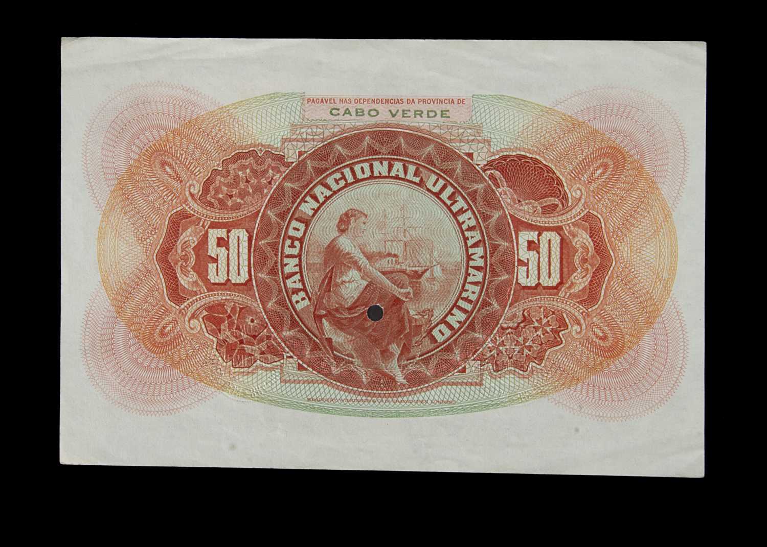Specimen Bank Note: National Bank Ultramarino specimen 50 Escudos, - Image 2 of 2