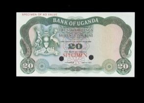 Specimen Bank Note: Bank of Uganda specimen 20 Shillings,