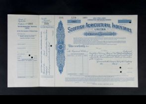 Scottish Agricultural Industries specimen stocks and shares certificate,