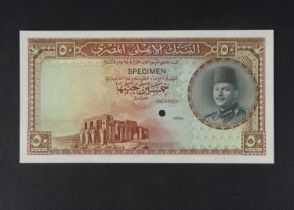 Specimen Bank Note: National Bank of Egypt specimen 50 Egyptian Pounds,