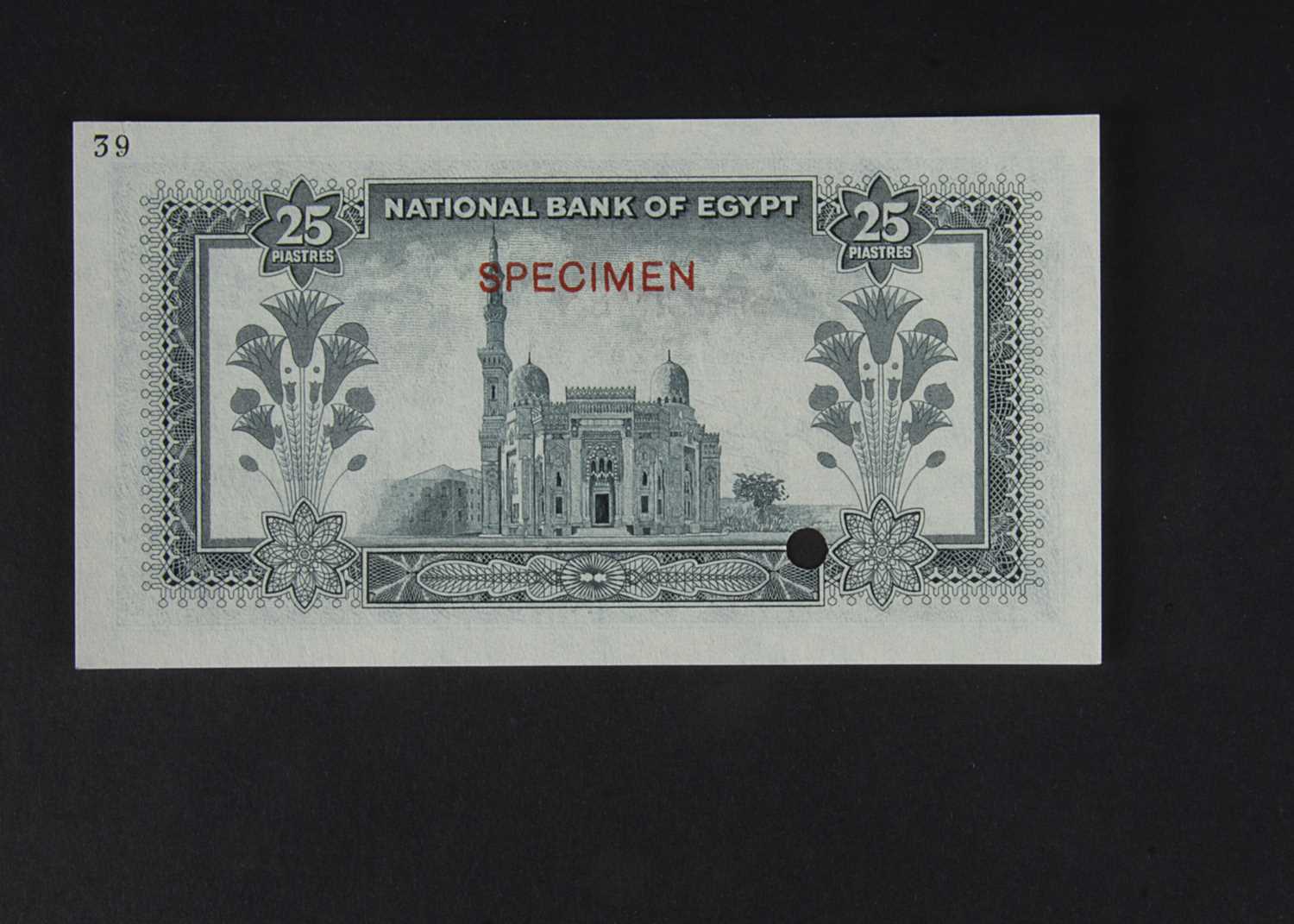 Specimen Bank Note: National Bank of Egypt specimen 25 Piastres, - Image 2 of 2