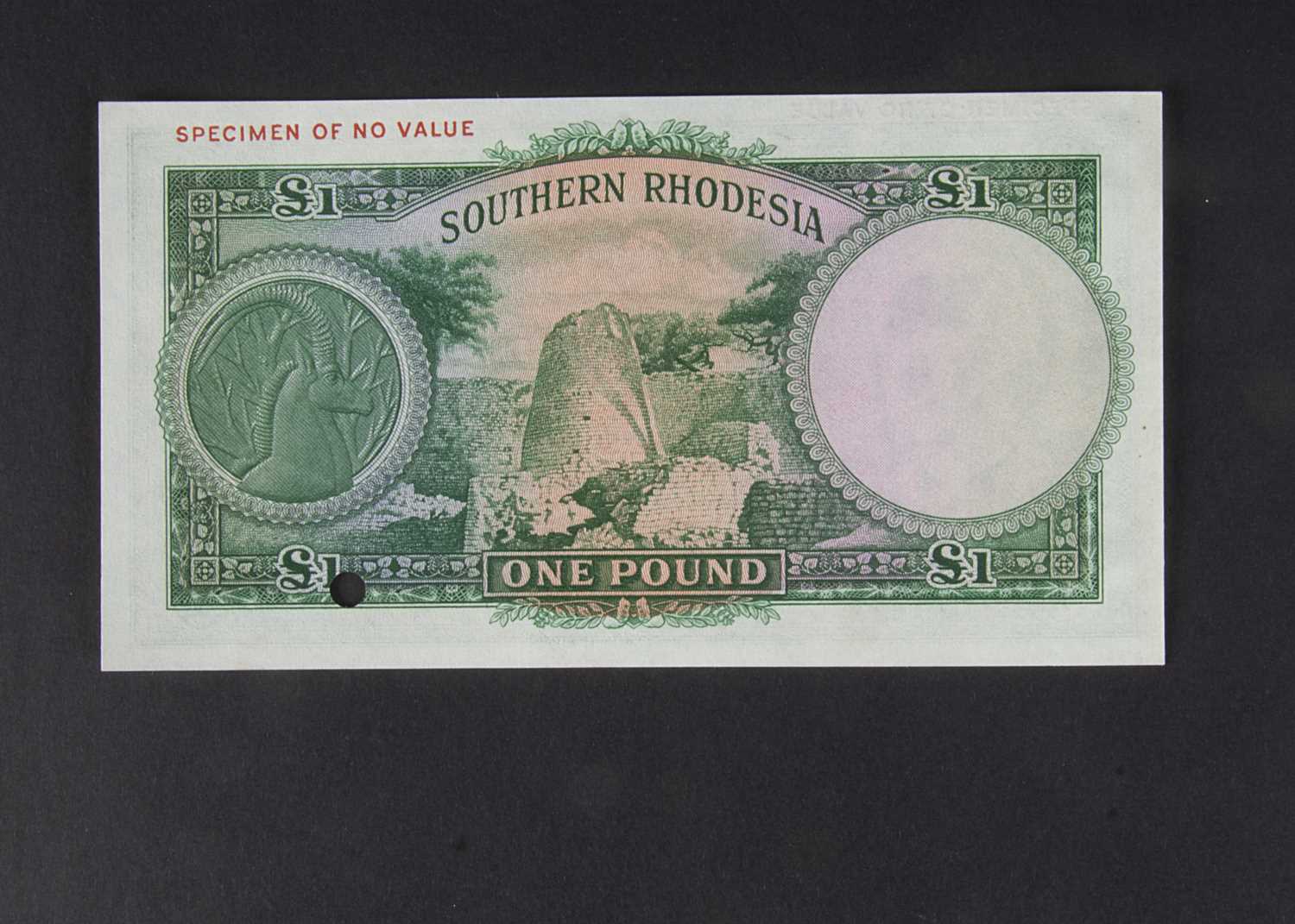 Specimen Bank Note: Southern Rhodesia specimen 1 Pound, - Image 2 of 2