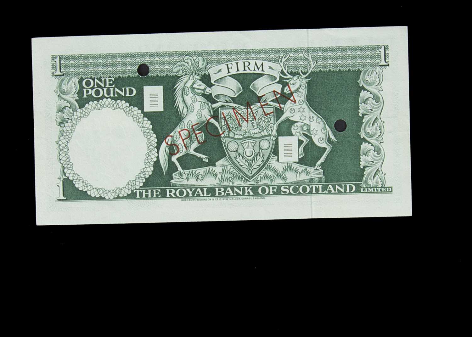 Specimen Bank Note: The Royal Bank of Scotland specimen 1 Pound, - Image 2 of 2