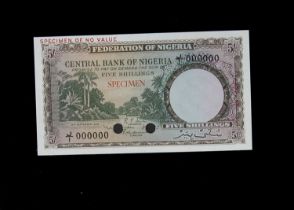 Specimen Bank Note: Central Bank of Nigeria specimen 5 Shillings,