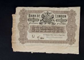Bank of London One Pound promotional note,