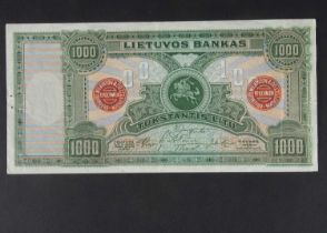 Specimen Bank Note: Lithuania specimen 1000 Litu,